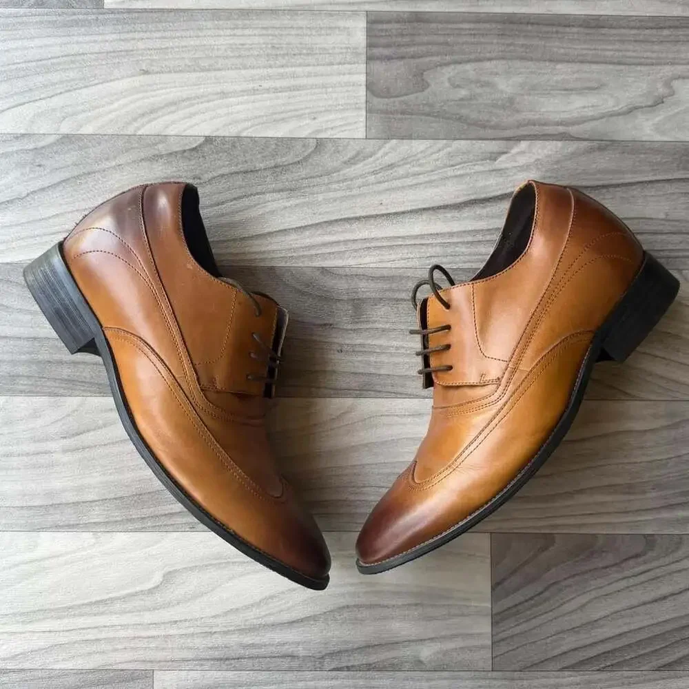 Vintage Tan Leather Oxford Dress Shoes Mens 9
